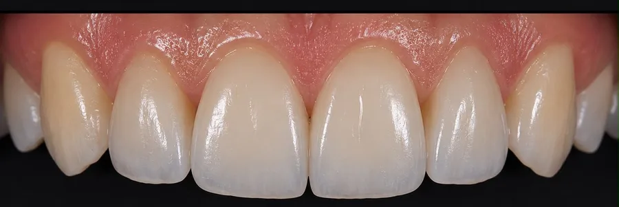 Composite bonding after photo, upper front teeth, case 38
