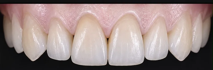 Composite bonding after photo, upper front teeth, case 40