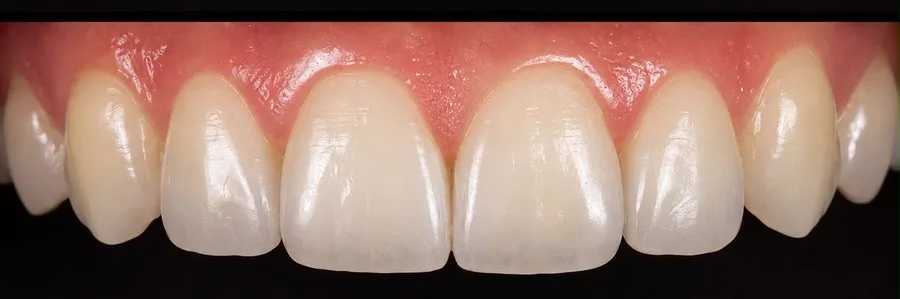 Composite bonding after photo, upper front teeth, case 41