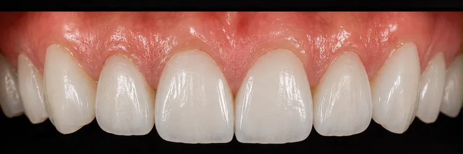 Porcelain veneer after photo, upper front teeth, case 3
