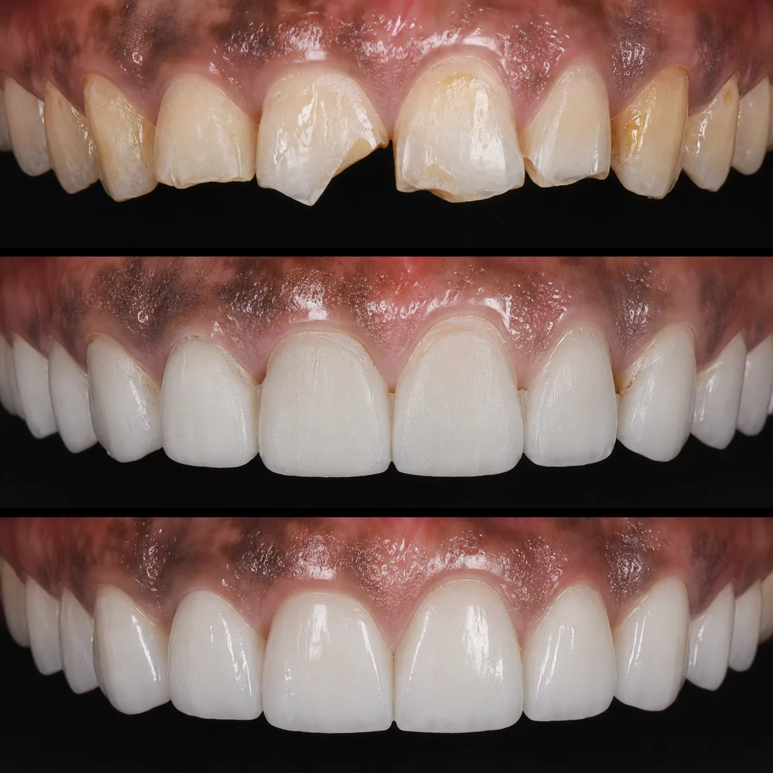 Composite bonding before photo, upper front teeth, case: Composite Bonding Case